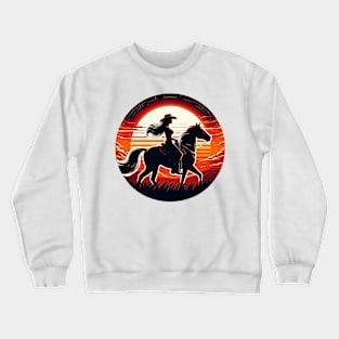 Cowgirl Horse Rider's Dream into the Sunset for Rodeo Queen Crewneck Sweatshirt